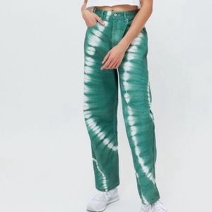 Urban Outfitters BDG Green Tie Dye High Waisted Baggy Jeans in Size 27
